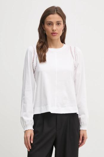 Bavlnené tričko s dlhým rukávom Dkny biela farba, DJ4T1336