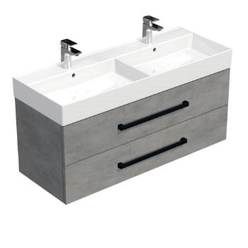 Kúpeľňová skrinka s čiernou úchytkou a umývadlom SAT Cube Way 120x53x46 cm betón mat CUBE46C1202BESAT