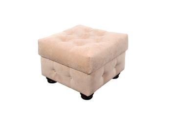 PYKA Chesterfield kožená taburetka wenge / biela (White snow)