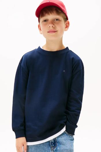 Detská bavlnená košeľa s dlhým rukávom Tommy Hilfiger tmavomodrá farba, s potlačou, KB0KB09846