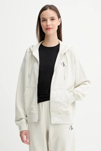 Mikina Calvin Klein Jeans fialová farba, s kapucňou, s potlačou, LV047B270G
