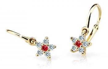 Cutie Jewellery Trblietavé detské náušnice zo žltého zlata C2118-10-X-1 červená