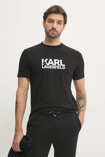 Tričko Karl Lagerfeld pánske, čierna farba, s potlačou, 551235.755087