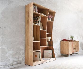 Knižnica Live Edge 120 cm prírodná akácia ľavá