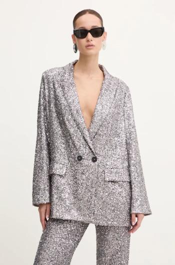 Sako Never Fully Dressed Gunmetal Sequin 54 Blazer šedá farba, dvojradové, NFDOU362