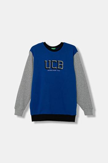 Detská bavlnená mikina United Colors of Benetton modrá farba, s potlačou, 3J68C10PZ