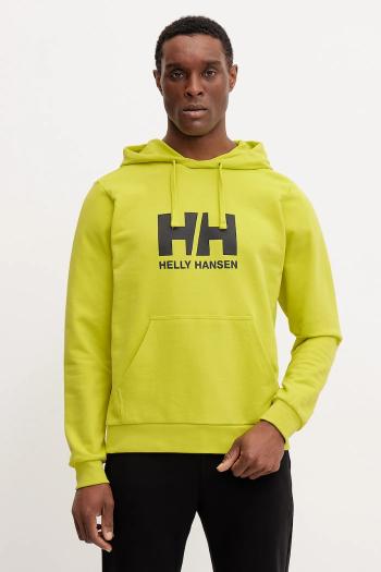 Bavlnená mikina Helly Hansen HH LOGO pánska, žltá farba, s kapucňou, s potlačou, 30394