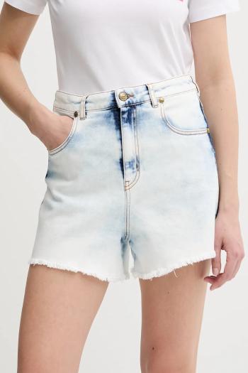 Rifľové krátke nohavice Versace Jeans Couture jednofarebná, vysoký pás, 78HAD51R DW063RS5