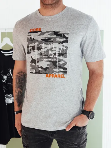 Šedé pánske tričko s potlačou Dstreet RX5455