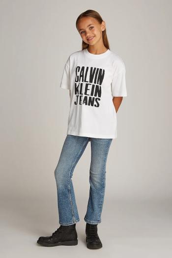 Detské bavlnené tričko Calvin Klein Jeans biela farba, IG0IG02858