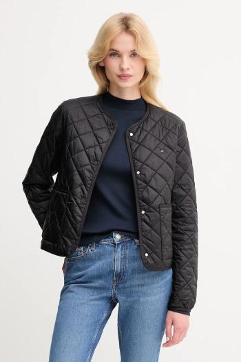 Bunda Tommy Hilfiger čierna farba, prechodná, WW0WW47290