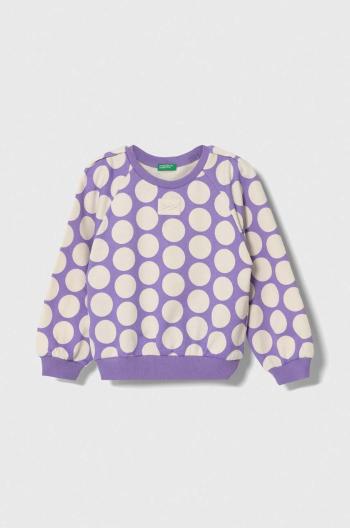 Detská bavlnená mikina United Colors of Benetton fialová farba, vzorovaná
