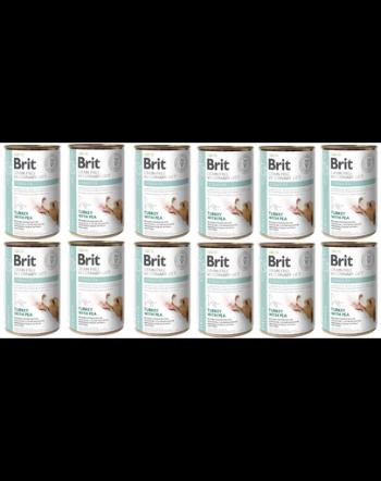 BRIT Veterinary Diet Struvite Turkey&amp;Pea afectiuni tract urinar 12x400 g hrana dietetica pentru caini