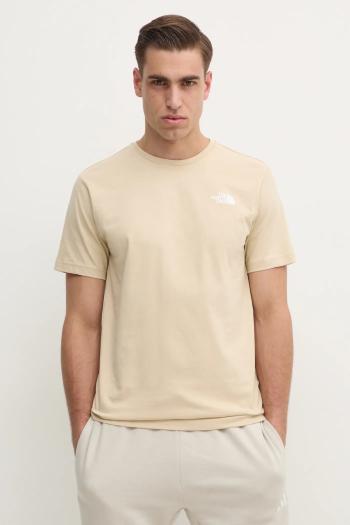 Bavlnené tričko The North Face M S/S Redbox Tee pánske, béžová farba, s potlačou, NF0A87NP3X41