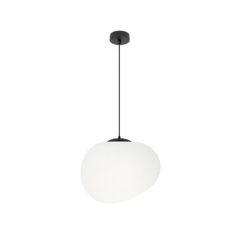 Závesná lampa STONES 25 cm v japonskom štýle - s tienidlom inšpirovaným bielym kameňom - minimalistické stropné osvetlenie do obývačky E27