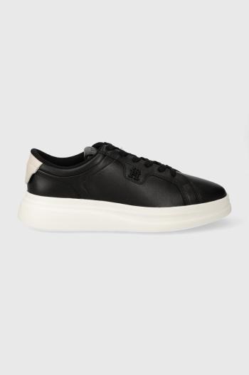 Kožené tenisky Tommy Hilfiger POINTY COURT SNEAKER čierna farba, FW0FW07460