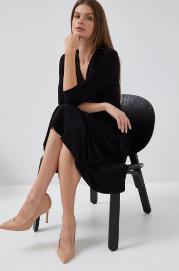 Šaty Lauren Ralph Lauren čierna farba,midi,rovný strih,250769904004
