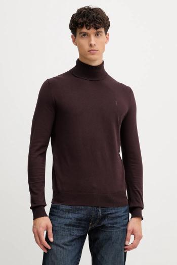 Sveter Trussardi hnedá farba, ľahký, s rolákom, M0178000019N