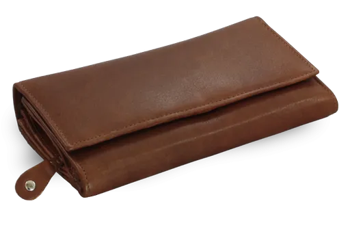 Tmavo hnedá dámska listová kožená peňaženka s poklopom 511-7120-47