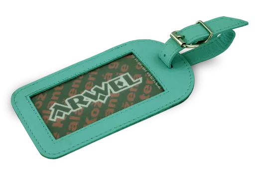 Svetlomodrá kožená visačka na batožinu 619-5405-91