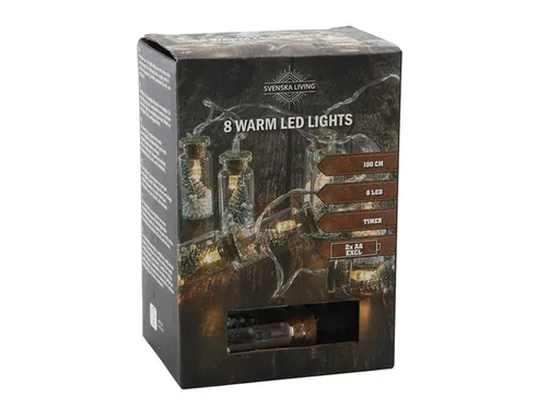 HIT Svetelná reťaz s časovačom 8LED fľaštičky so stromčekom 100cm