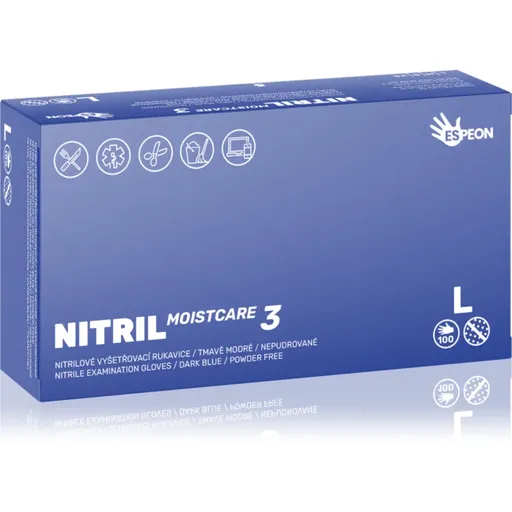 Espeon Nitril Moistcare3 Dark Blue nitrilové nepudrované rukavice s hydratačným účinkom veľkosť L 2x50 ks