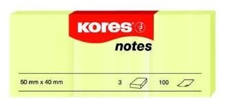 Bloček samolepiaci 40x50mm žltý 3x100 listov Kores