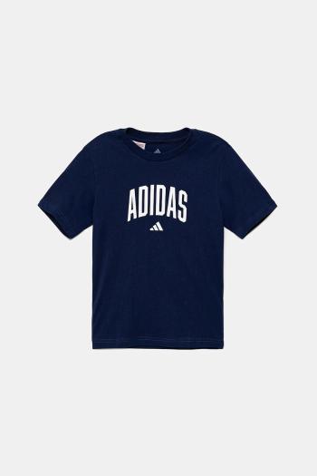 Detské bavlnené tričko adidas tmavomodrá farba, s potlačou, JV5193