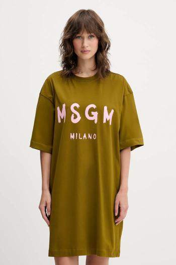 Bavlnené šaty MSGM zelená farba, mini, oversize, 3941MDA510.257798