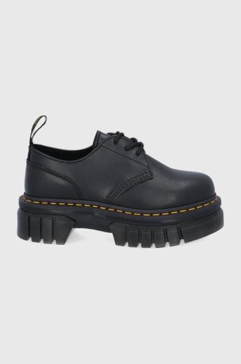 Poltopánky Dr. Martens Audrick 3-Eye Shoe dámske, čierna farba, na plochom podpätku DM27147001