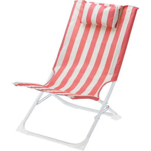 Pruhované plážové kreslo skladacie, červená
