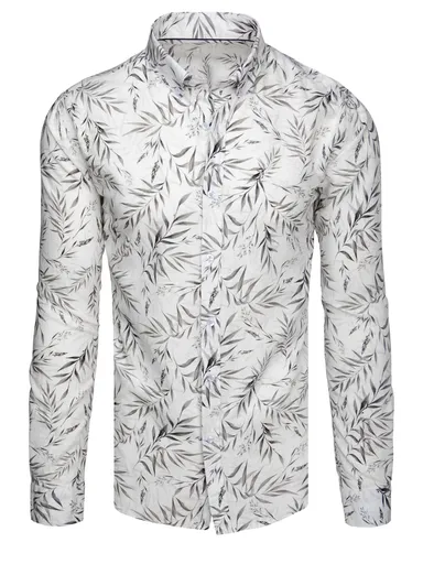 Košeľa pánska biela s listami Dstreet DX2638