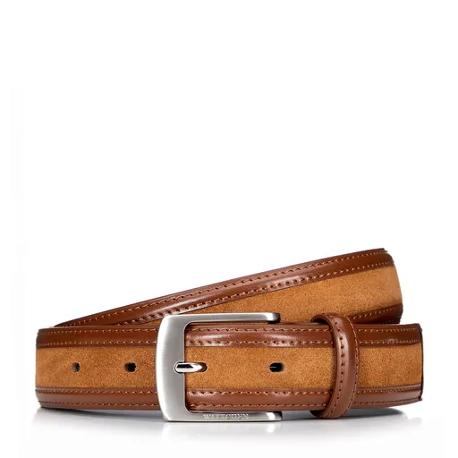 Pánsky kožený opasok s dvoma textúrami hnedý 100-8M-901-5 skl.