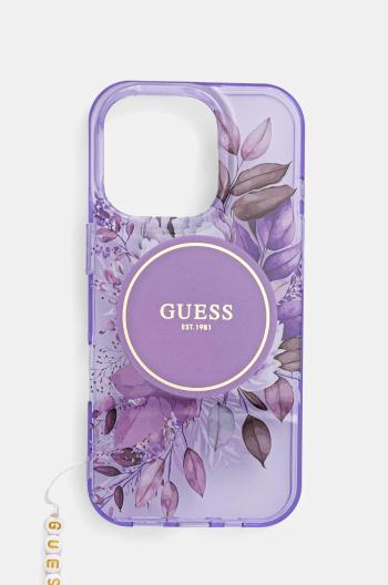 Puzdro na mobil Guess iPhone 16 Pro 6.3 fialová farba, GUHMP16LHFWBRCESU