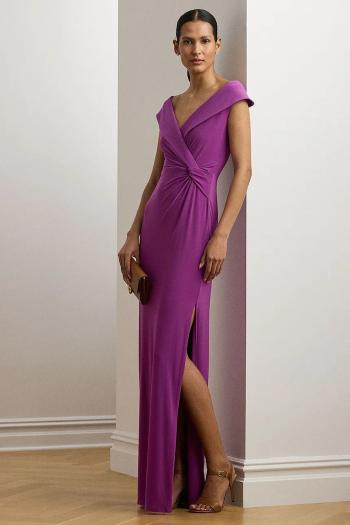 Šaty Lauren Ralph Lauren fialová farba, maxi, rovný strih, 253863940