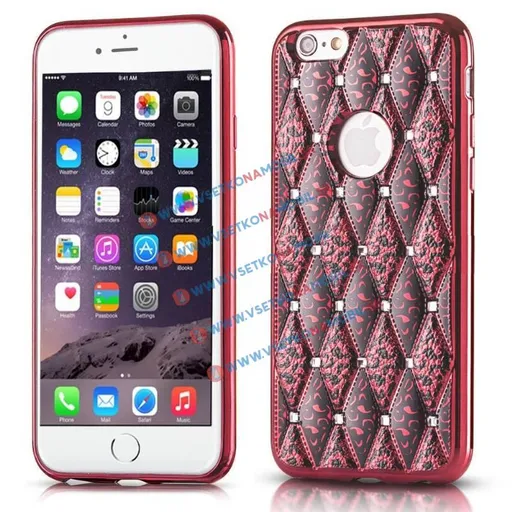 GLAMOUR Gumený vzorovaný obal iPhone 6 / 6S ružový