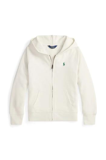 Detská mikina Polo Ralph Lauren biela farba, s kapucňou, jednofarebný, 313833560048