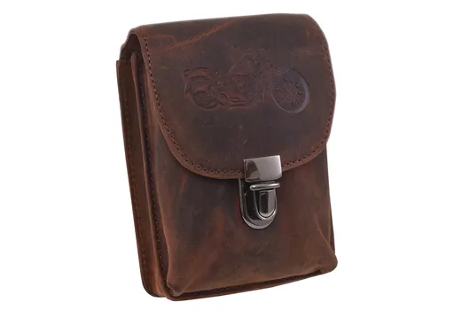 Kožené puzdro na opasok MERCUCIO tmavý tan embos motorka 250880