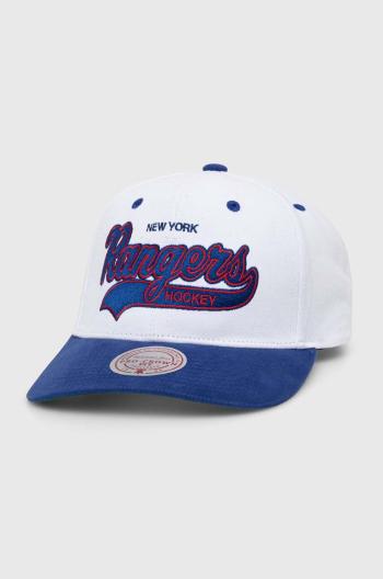 Bavlnená šiltovka Mitchell&Ness NHL NEW YORK RANGERS biela farba, s nášivkou