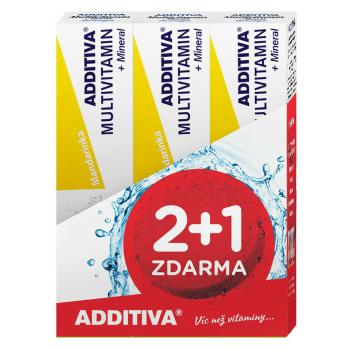 ADDITIVA súprava multivitamín 2+1 mandarínka šumivé tablety 3 x 20 ks