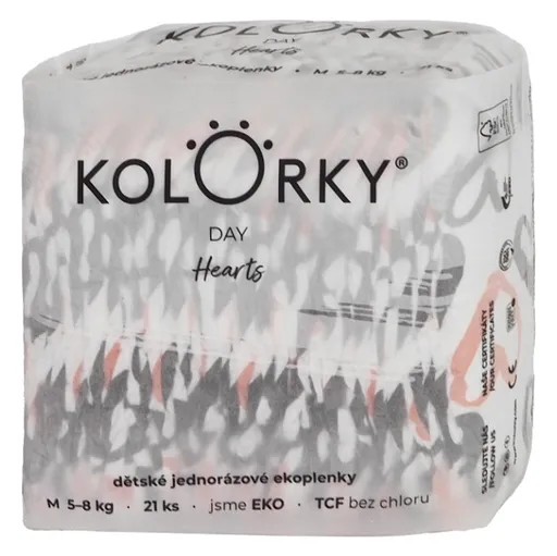 KOLORKY DAY Jednorazové EKO plienky srdce M (5-8 kg) 21 kusov