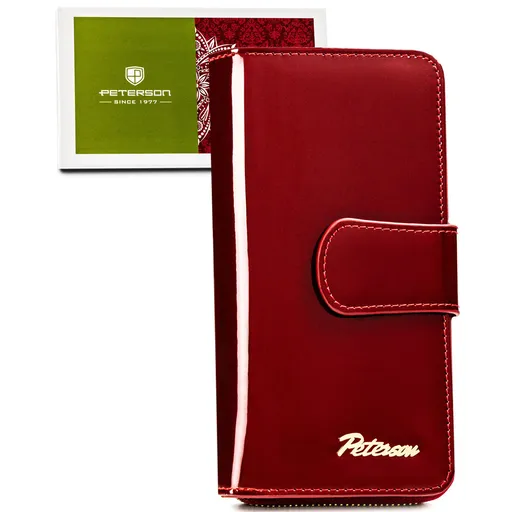 Červená lakovaná vertikálna kožená peňaženka – Peterson