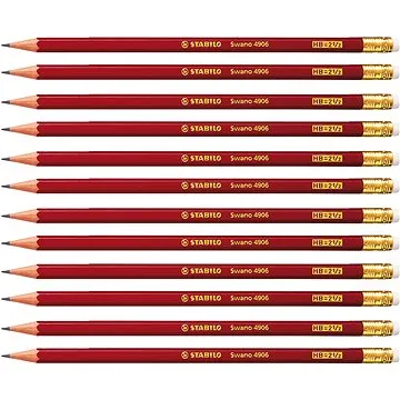 STABILO Swano, červená ceruzka s gumou, 12 ks (4006381123693)