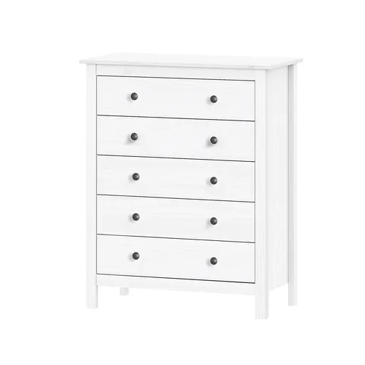 Komoda 5 zásuviek TORINO biela, kovové úchytky