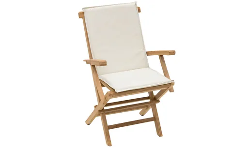 DEOKORK Záhradná skladacia kreslo s poduškou IVORY (teak)
