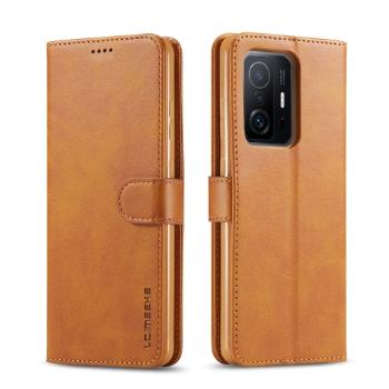 IMEEKE Peňaženkový kryt pre Xiaomi 11T / 11T Pro svetlohnedý