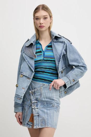 Džínsový trenčkot Desigual ONTARIO dámsky, prechodný, oversize, 25SWED57
