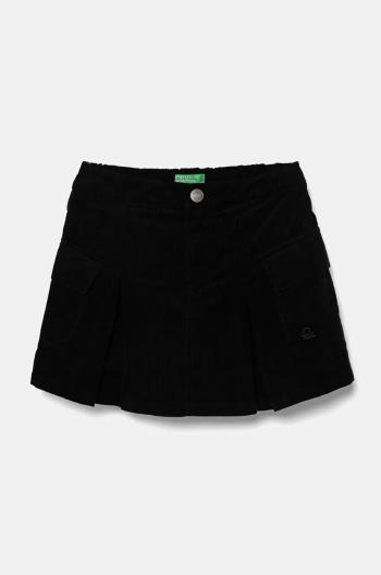 Detská manšestrová sukňa United Colors of Benetton čierna farba, mini, rovný strih, 4O5GC0021