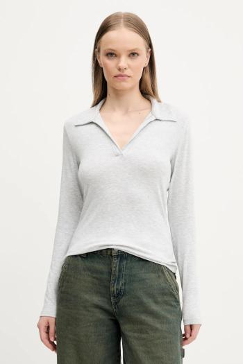 Tričko s dlhým rukávom Abercrombie & Fitch šedá farba, KI139-5208