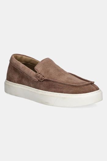 Semišové mokasíny Calvin Klein MOCCASIN SUEDE pánske, hnedá farba, HM0HM01794